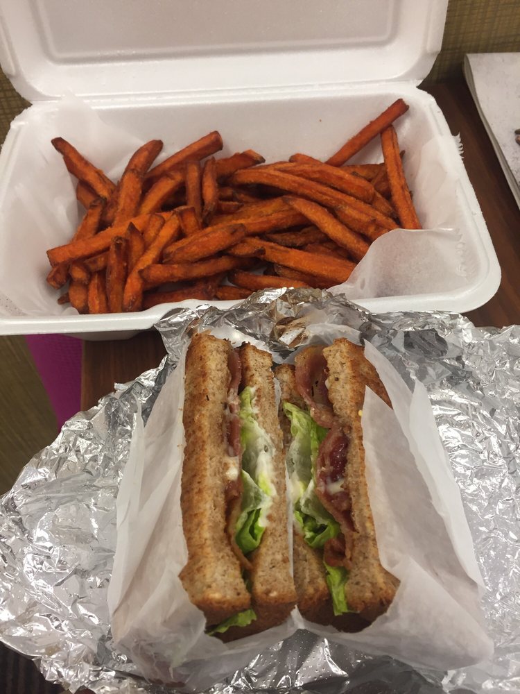 BLT sandwich with fries image